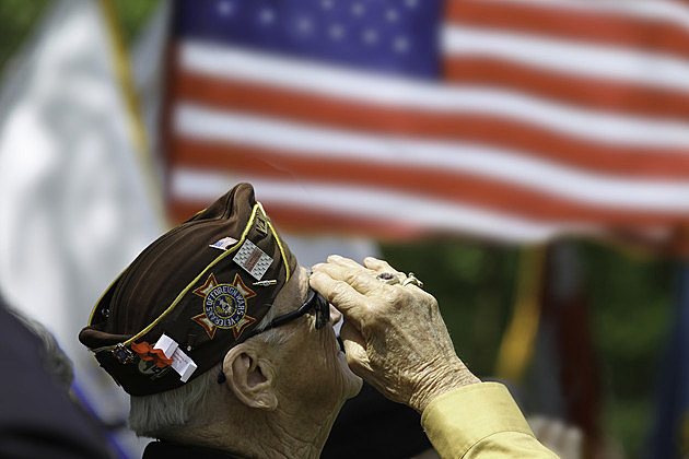 Veteran Salutes the US Flag